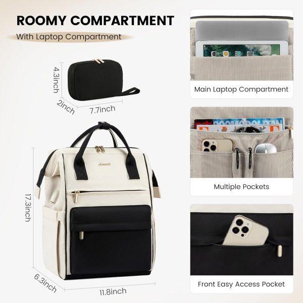 LOVEVOOK Laptop Backpack for Women, 15.6 Inch Work Laptop Bag with USB Port, Fashion Teacher Nurse Backpack Purse, Waterproof Travel Computer Backpack with Organizer Bag, 2PCS, Beige-Khaki - Image 74