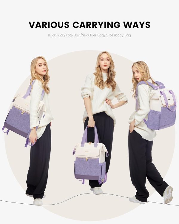 LOVEVOOK Laptop Backpack for Women, 15.6 Inch Work Laptop Bag with USB Port, Fashion Teacher Nurse Backpack Purse, Waterproof Travel Computer Backpack with Organizer Bag, 2PCS, Beige-Khaki - Image 80