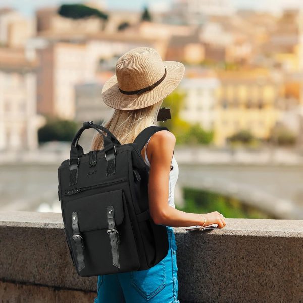 LOVEVOOK Laptop Backpack for Women Work Travel Backpack Purse, Commuter Business Computer Bag Teacher Nurse Bags, College School Backpack Student Bookbag with Multi-Pockets, 15.6 Inch, Black-brown - Image 193