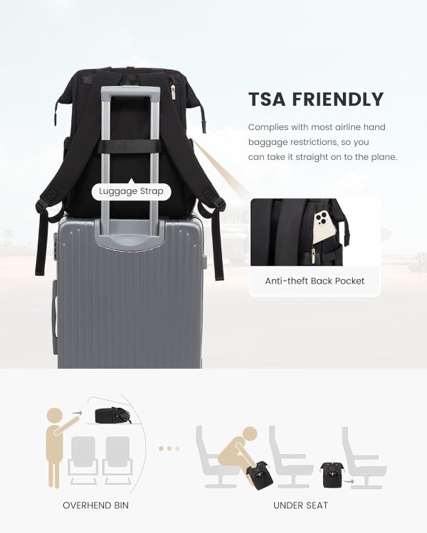 LOVEVOOK Laptop Backpack for Women, 15.6 Inch Work Laptop Bag with USB Port, Fashion Teacher Nurse Backpack Purse, Waterproof Travel Computer Backpack with Organizer Bag, 2PCS, Beige-Khaki - Image 87