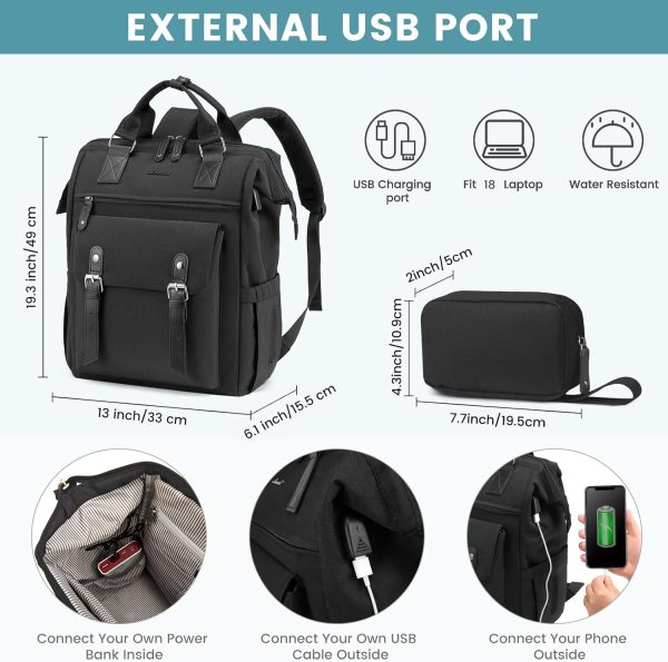 LOVEVOOK Laptop Backpack for Women Work Travel Backpack Purse, Commuter Business Computer Bag Teacher Nurse Bags, College School Backpack Student Bookbag with Multi-Pockets, 15.6 Inch, Black-brown - Image 198