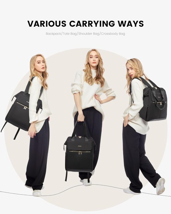 LOVEVOOK Laptop Backpack for Women, 15.6 Inch Work Laptop Bag with USB Port, Fashion Teacher Nurse Backpack Purse, Waterproof Travel Computer Backpack with Organizer Bag, 2PCS, Beige-Khaki - Image 88