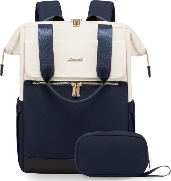 LOVEVOOK Laptop Backpack for Women, 15.6 Inch Work Laptop Bag with USB Port, Fashion Teacher Nurse Backpack Purse, Waterproof Travel Computer Backpack with Organizer Bag, 2PCS, Beige-Khaki - Image 91