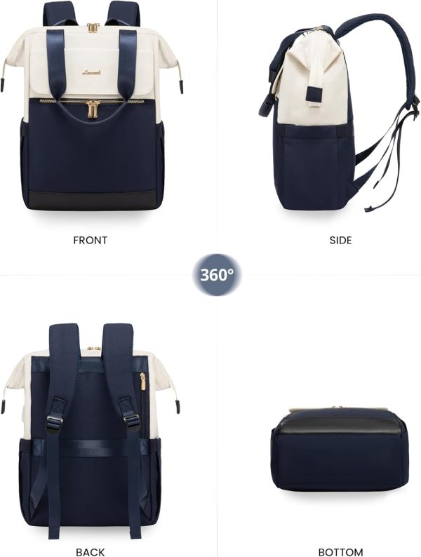 LOVEVOOK Laptop Backpack for Women, 15.6 Inch Work Laptop Bag with USB Port, Fashion Teacher Nurse Backpack Purse, Waterproof Travel Computer Backpack with Organizer Bag, 2PCS, Beige-Khaki - Image 99