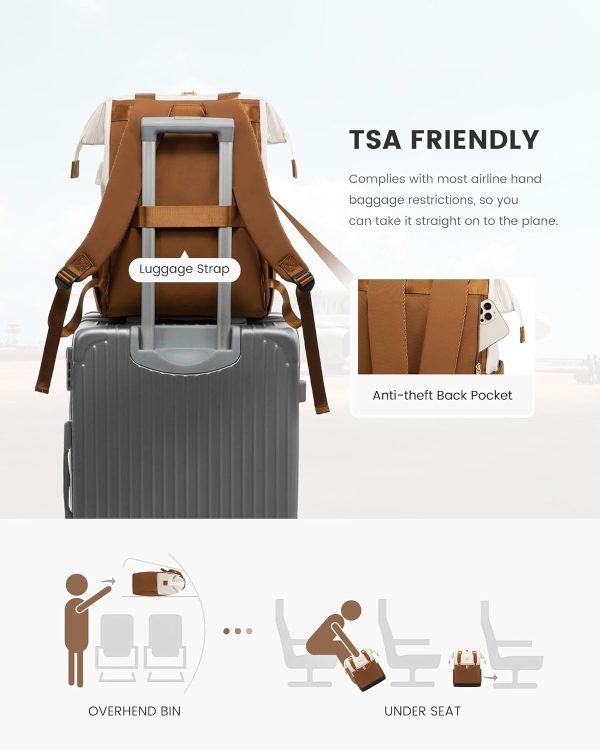 LOVEVOOK Laptop Backpack for Women, 15.6 Inch Work Laptop Bag with USB Port, Fashion Teacher Nurse Backpack Purse, Waterproof Travel Computer Backpack with Organizer Bag, 2PCS, Beige-Khaki - Image 113