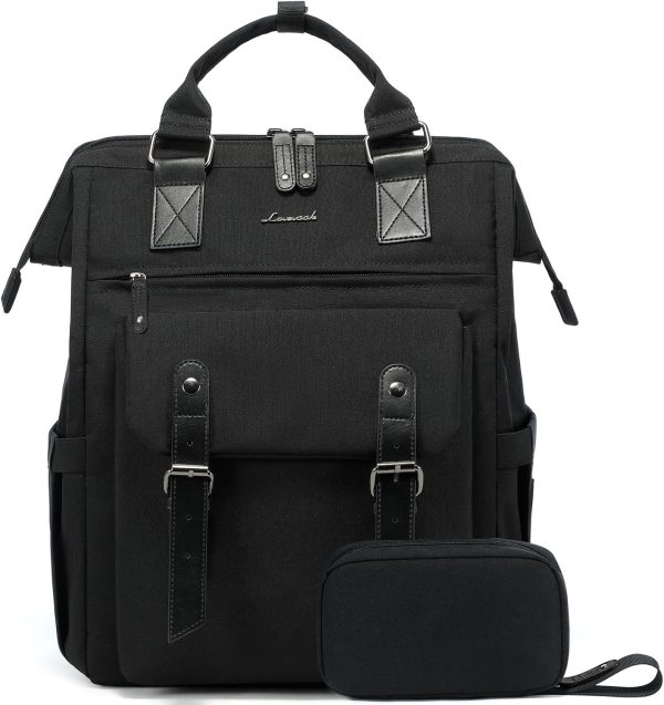 LOVEVOOK Laptop Backpack for Women Work Travel Backpack Purse, Commuter Business Computer Bag Teacher Nurse Bags, College School Backpack Student Bookbag with Multi-Pockets, 15.6 Inch, Black-brown - Image 217