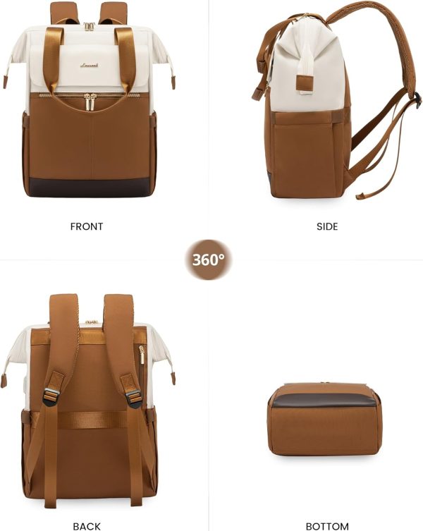 LOVEVOOK Laptop Backpack for Women, 15.6 Inch Work Laptop Bag with USB Port, Fashion Teacher Nurse Backpack Purse, Waterproof Travel Computer Backpack with Organizer Bag, 2PCS, Beige-Khaki - Image 117