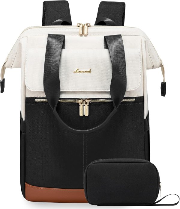 LOVEVOOK Laptop Backpack for Women, 15.6 Inch Work Laptop Bag with USB Port, Fashion Teacher Nurse Backpack Purse, Waterproof Travel Computer Backpack with Organizer Bag, 2PCS, Beige-Khaki - Image 118