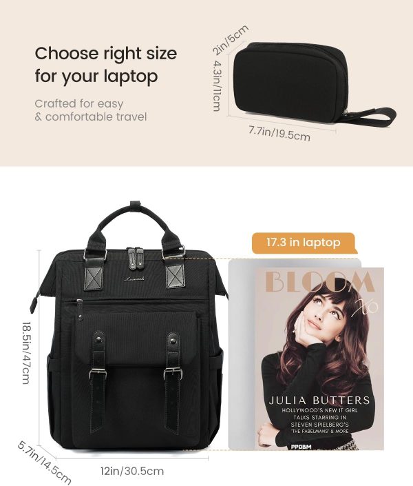 LOVEVOOK Laptop Backpack for Women Work Travel Backpack Purse, Commuter Business Computer Bag Teacher Nurse Bags, College School Backpack Student Bookbag with Multi-Pockets, 15.6 Inch, Black-brown - Image 222