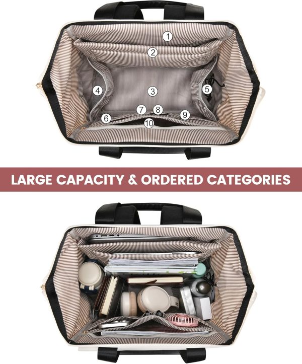 LOVEVOOK Laptop Backpack for Women, 15.6 Inch Work Laptop Bag with USB Port, Fashion Teacher Nurse Backpack Purse, Waterproof Travel Computer Backpack with Organizer Bag, 2PCS, Beige-Khaki - Image 122