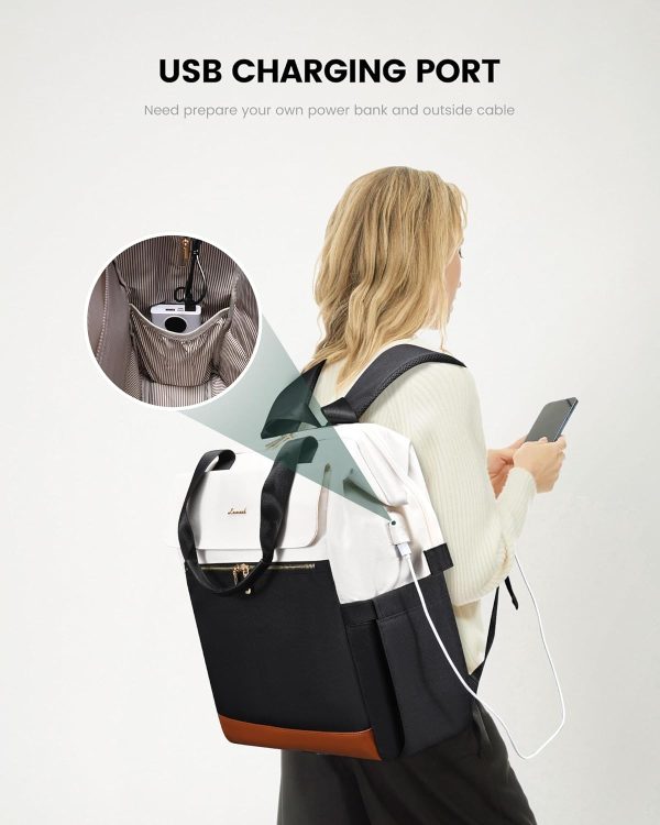 LOVEVOOK Laptop Backpack for Women, 15.6 Inch Work Laptop Bag with USB Port, Fashion Teacher Nurse Backpack Purse, Waterproof Travel Computer Backpack with Organizer Bag, 2PCS, Beige-Khaki - Image 123