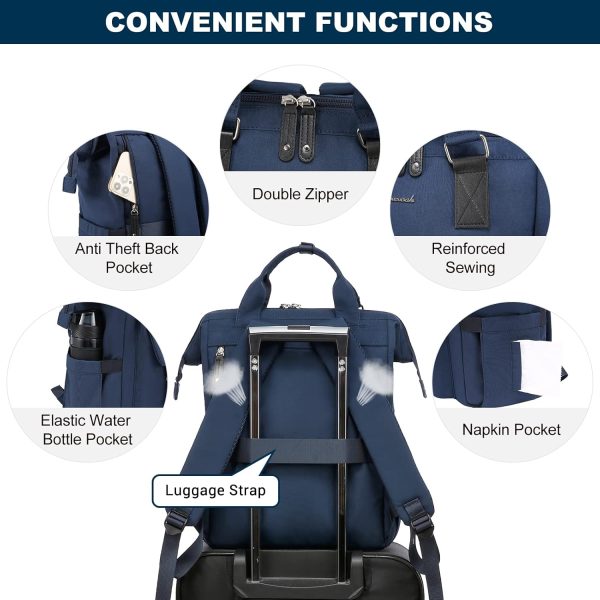 LOVEVOOK Laptop Backpack for Women Work Travel Backpack Purse, Commuter Business Computer Bag Teacher Nurse Bags, College School Backpack Student Bookbag with Multi-Pockets, 15.6 Inch, Black-brown - Image 227