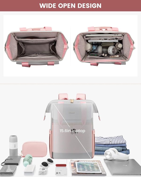 LOVEVOOK Laptop Backpack for Women, 15.6 Inch Work Laptop Bag with USB Port, Fashion Teacher Nurse Backpack Purse, Waterproof Travel Computer Backpack with Organizer Bag, 2PCS, Beige-Khaki - Image 134