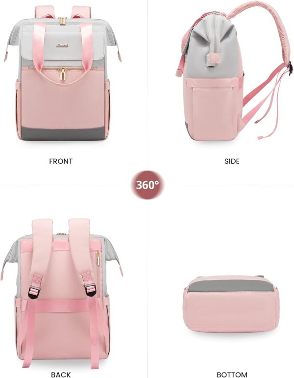 LOVEVOOK Laptop Backpack for Women, 15.6 Inch Work Laptop Bag with USB Port, Fashion Teacher Nurse Backpack Purse, Waterproof Travel Computer Backpack with Organizer Bag, 2PCS, Beige-Khaki - Image 135