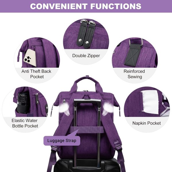 LOVEVOOK Laptop Backpack for Women Work Travel Backpack Purse, Commuter Business Computer Bag Teacher Nurse Bags, College School Backpack Student Bookbag with Multi-Pockets, 15.6 Inch, Black-brown - Image 234