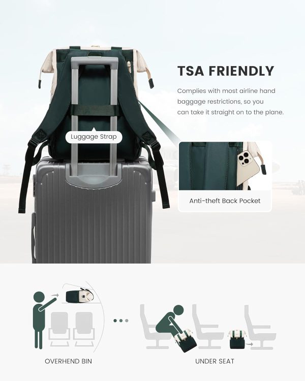 LOVEVOOK Laptop Backpack for Women, 15.6 Inch Work Laptop Bag with USB Port, Fashion Teacher Nurse Backpack Purse, Waterproof Travel Computer Backpack with Organizer Bag, 2PCS, Beige-Khaki - Image 140