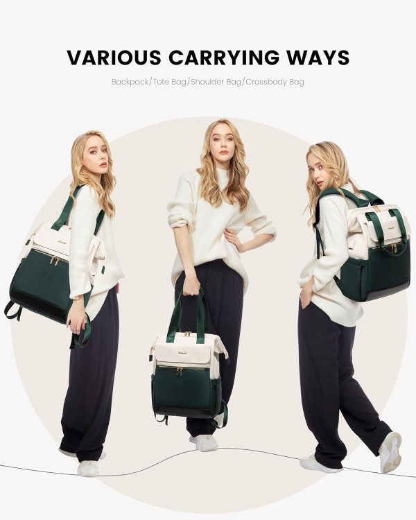 LOVEVOOK Laptop Backpack for Women, 15.6 Inch Work Laptop Bag with USB Port, Fashion Teacher Nurse Backpack Purse, Waterproof Travel Computer Backpack with Organizer Bag, 2PCS, Beige-Khaki - Image 141