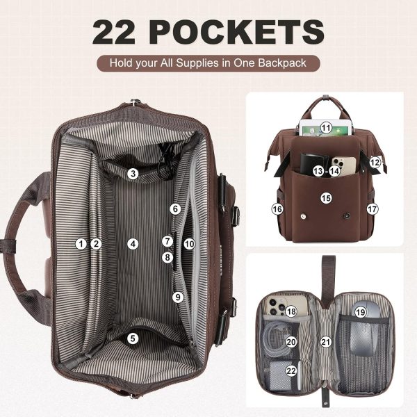 LOVEVOOK Laptop Backpack for Women Work Travel Backpack Purse, Commuter Business Computer Bag Teacher Nurse Bags, College School Backpack Student Bookbag with Multi-Pockets, 15.6 Inch, Black-brown - Image 238