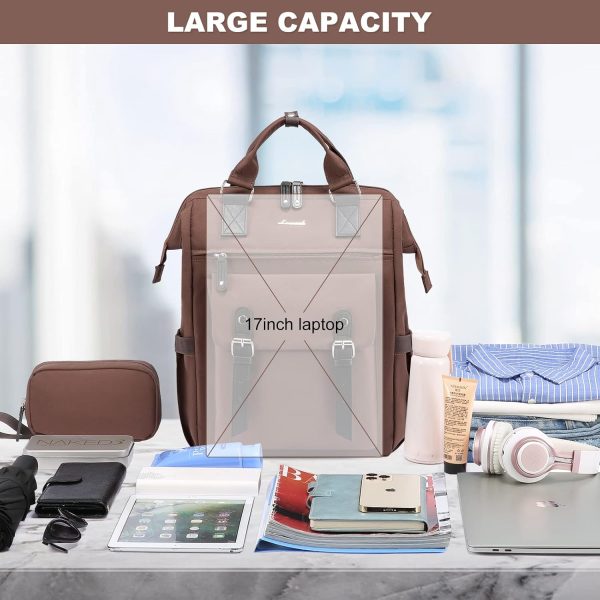 LOVEVOOK Laptop Backpack for Women Work Travel Backpack Purse, Commuter Business Computer Bag Teacher Nurse Bags, College School Backpack Student Bookbag with Multi-Pockets, 15.6 Inch, Black-brown - Image 241