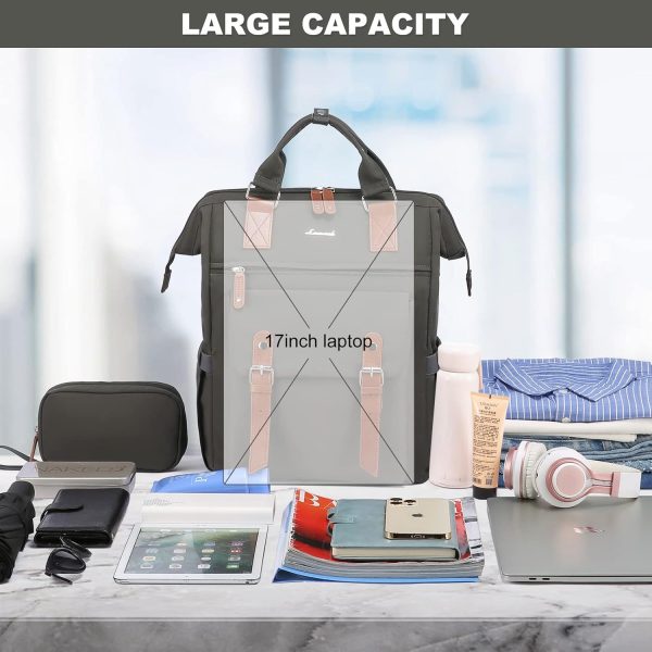 LOVEVOOK Laptop Backpack for Women Work Travel Backpack Purse, Commuter Business Computer Bag Teacher Nurse Bags, College School Backpack Student Bookbag with Multi-Pockets, 15.6 Inch, Black-brown - Image 243
