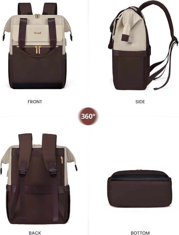 LOVEVOOK Laptop Backpack for Women, 15.6 Inch Work Laptop Bag with USB Port, Fashion Teacher Nurse Backpack Purse, Waterproof Travel Computer Backpack with Organizer Bag, 2PCS, Beige-Khaki - Image 153