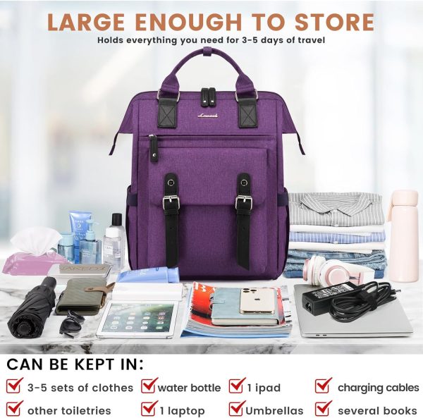 LOVEVOOK Laptop Backpack for Women Work Travel Backpack Purse, Commuter Business Computer Bag Teacher Nurse Bags, College School Backpack Student Bookbag with Multi-Pockets, 15.6 Inch, Black-brown - Image 247