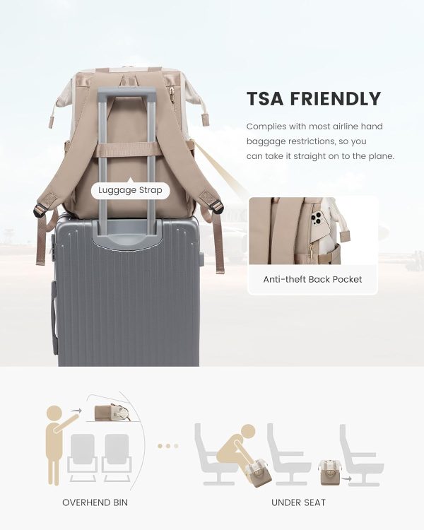 LOVEVOOK Laptop Backpack for Women, 15.6 Inch Work Laptop Bag with USB Port, Fashion Teacher Nurse Backpack Purse, Waterproof Travel Computer Backpack with Organizer Bag, 2PCS, Beige-Khaki - Image 157