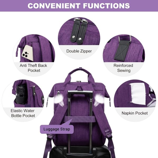LOVEVOOK Laptop Backpack for Women Work Travel Backpack Purse, Commuter Business Computer Bag Teacher Nurse Bags, College School Backpack Student Bookbag with Multi-Pockets, 15.6 Inch, Black-brown - Image 249