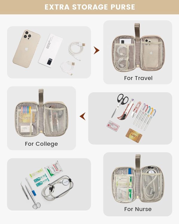 LOVEVOOK Laptop Backpack for Women, 15.6 Inch Work Laptop Bag with USB Port, Fashion Teacher Nurse Backpack Purse, Waterproof Travel Computer Backpack with Organizer Bag, 2PCS, Beige-Khaki - Image 159