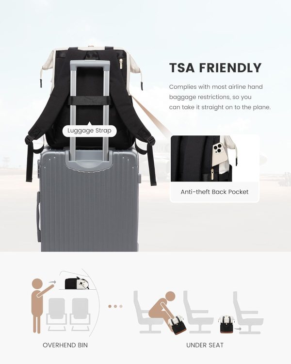LOVEVOOK Laptop Backpack for Women, 15.6 Inch Work Laptop Bag with USB Port, Fashion Teacher Nurse Backpack Purse, Waterproof Travel Computer Backpack with Organizer Bag, 2PCS, Beige-Khaki - Image 164