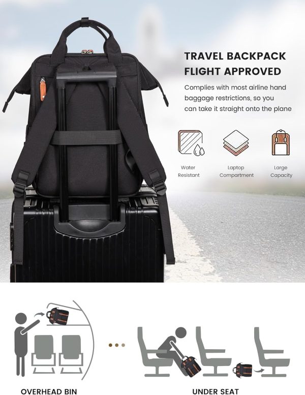 LOVEVOOK Laptop Backpack for Women Work Travel Backpack Purse, Commuter Business Computer Bag Teacher Nurse Bags, College School Backpack Student Bookbag with Multi-Pockets, 15.6 Inch, Black-brown - Image 256