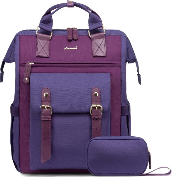 LOVEVOOK Laptop Backpack for Women Work Travel Backpack Purse, Commuter Business Computer Bag Teacher Nurse Bags, College School Backpack Student Bookbag with Multi-Pockets, 15.6 Inch, Black-brown - Image 263