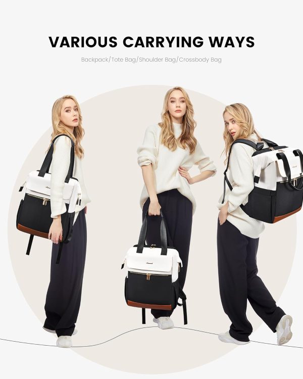 LOVEVOOK Laptop Backpack for Women, 15.6 Inch Work Laptop Bag with USB Port, Fashion Teacher Nurse Backpack Purse, Waterproof Travel Computer Backpack with Organizer Bag, 2PCS, Beige-Khaki - Image 177