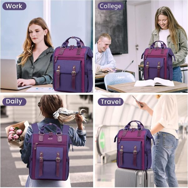 LOVEVOOK Laptop Backpack for Women Work Travel Backpack Purse, Commuter Business Computer Bag Teacher Nurse Bags, College School Backpack Student Bookbag with Multi-Pockets, 15.6 Inch, Black-brown - Image 268