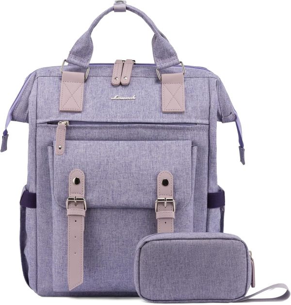 LOVEVOOK Laptop Backpack for Women Work Travel Backpack Purse, Commuter Business Computer Bag Teacher Nurse Bags, College School Backpack Student Bookbag with Multi-Pockets, 15.6 Inch, Black-brown - Image 270