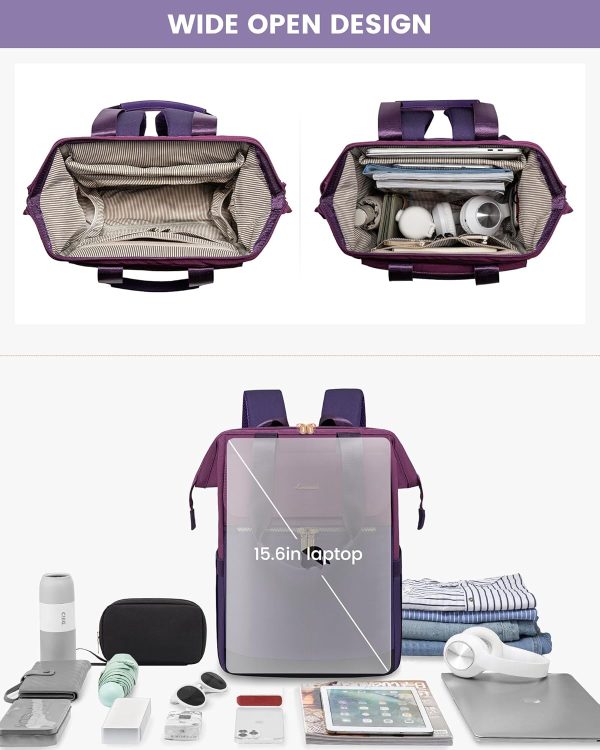 LOVEVOOK Laptop Backpack for Women, 15.6 Inch Work Laptop Bag with USB Port, Fashion Teacher Nurse Backpack Purse, Waterproof Travel Computer Backpack with Organizer Bag, 2PCS, Beige-Khaki - Image 185