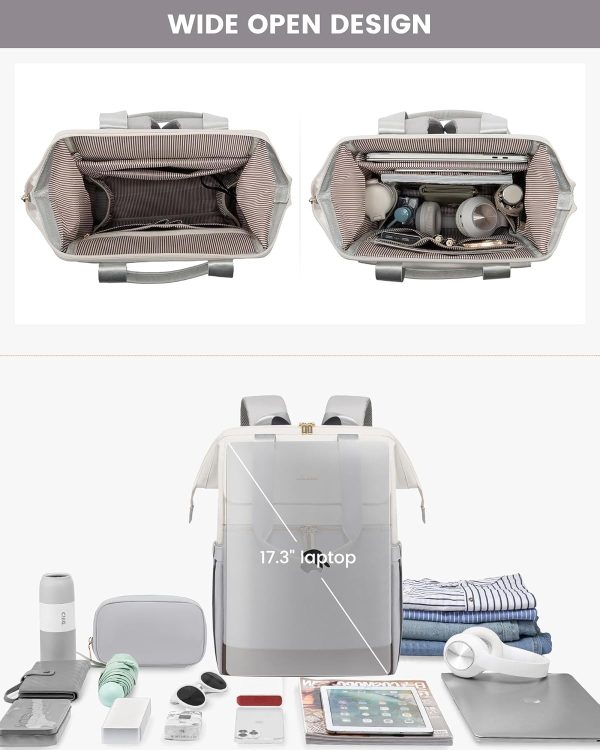 LOVEVOOK Laptop Backpack for Women, 15.6 Inch Work Laptop Bag with USB Port, Fashion Teacher Nurse Backpack Purse, Waterproof Travel Computer Backpack with Organizer Bag, 2PCS, Beige-Khaki - Image 189