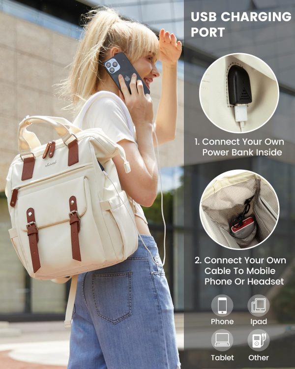 LOVEVOOK Laptop Backpack for Women Work Travel Backpack Purse, Commuter Business Computer Bag Teacher Nurse Bags, College School Backpack Student Bookbag with Multi-Pockets, 15.6 Inch, Black-brown - Image 281