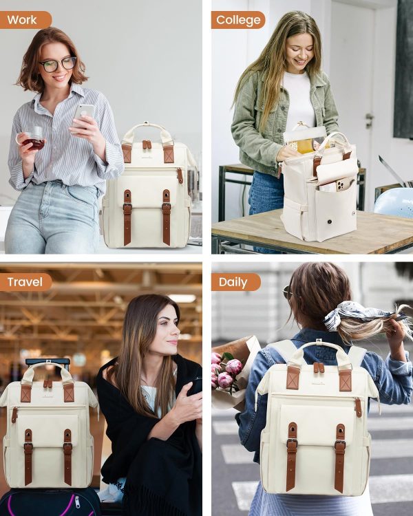 LOVEVOOK Laptop Backpack for Women Work Travel Backpack Purse, Commuter Business Computer Bag Teacher Nurse Bags, College School Backpack Student Bookbag with Multi-Pockets, 15.6 Inch, Black-brown - Image 285