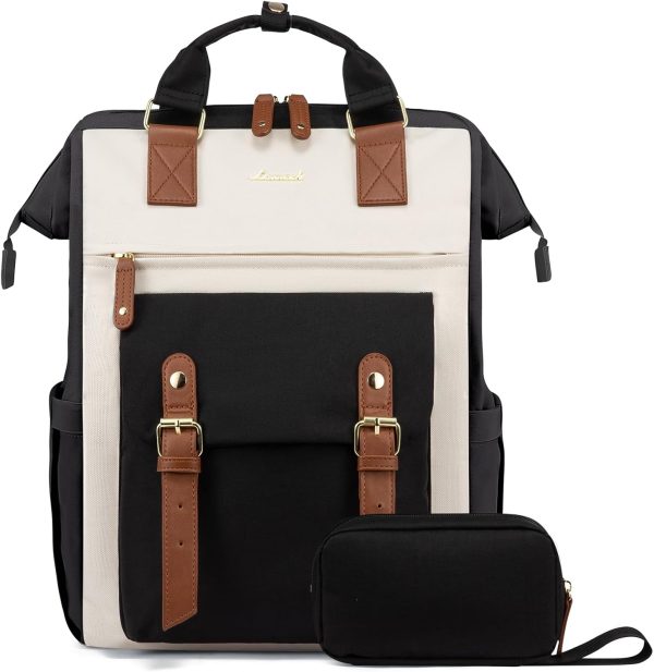 LOVEVOOK Laptop Backpack for Women Work Travel Backpack Purse, Commuter Business Computer Bag Teacher Nurse Bags, College School Backpack Student Bookbag with Multi-Pockets, 15.6 Inch, Black-brown - Image 296