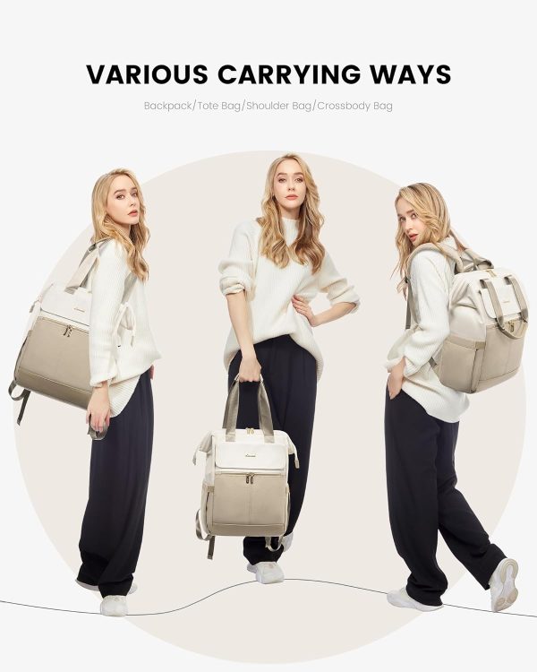 LOVEVOOK Laptop Backpack for Women, 15.6 Inch Work Laptop Bag with USB Port, Fashion Teacher Nurse Backpack Purse, Waterproof Travel Computer Backpack with Organizer Bag, 2PCS, Beige-Khaki - Image 200