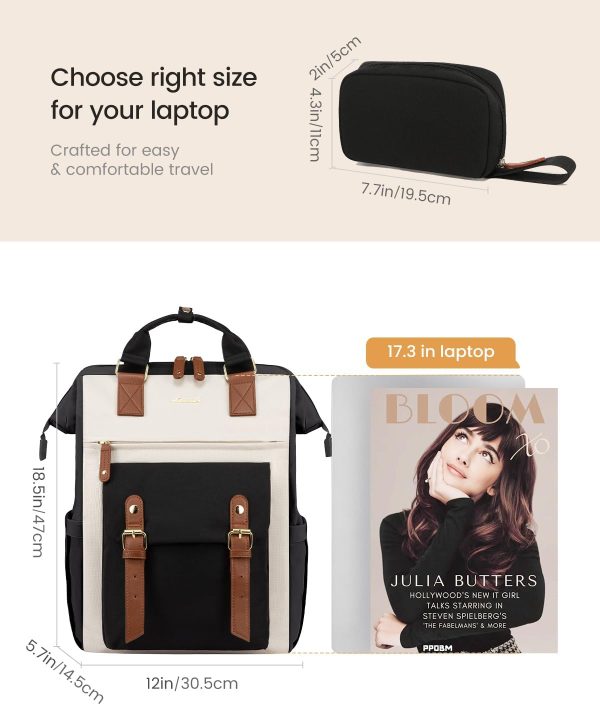 LOVEVOOK Laptop Backpack for Women Work Travel Backpack Purse, Commuter Business Computer Bag Teacher Nurse Bags, College School Backpack Student Bookbag with Multi-Pockets, 15.6 Inch, Black-brown - Image 302