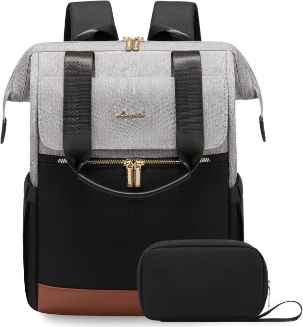 LOVEVOOK Laptop Backpack for Women, 15.6 Inch Work Laptop Bag with USB Port, Fashion Teacher Nurse Backpack Purse, Waterproof Travel Computer Backpack with Organizer Bag, 2PCS, Beige-Khaki - Image 206