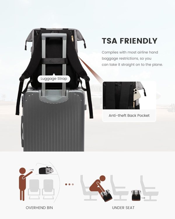 LOVEVOOK Laptop Backpack for Women, 15.6 Inch Work Laptop Bag with USB Port, Fashion Teacher Nurse Backpack Purse, Waterproof Travel Computer Backpack with Organizer Bag, 2PCS, Beige-Khaki - Image 210
