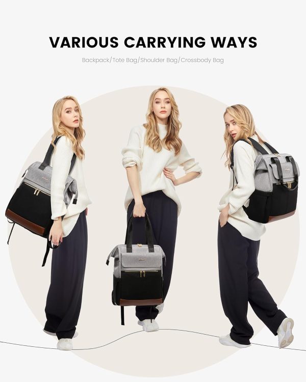 LOVEVOOK Laptop Backpack for Women, 15.6 Inch Work Laptop Bag with USB Port, Fashion Teacher Nurse Backpack Purse, Waterproof Travel Computer Backpack with Organizer Bag, 2PCS, Beige-Khaki - Image 211