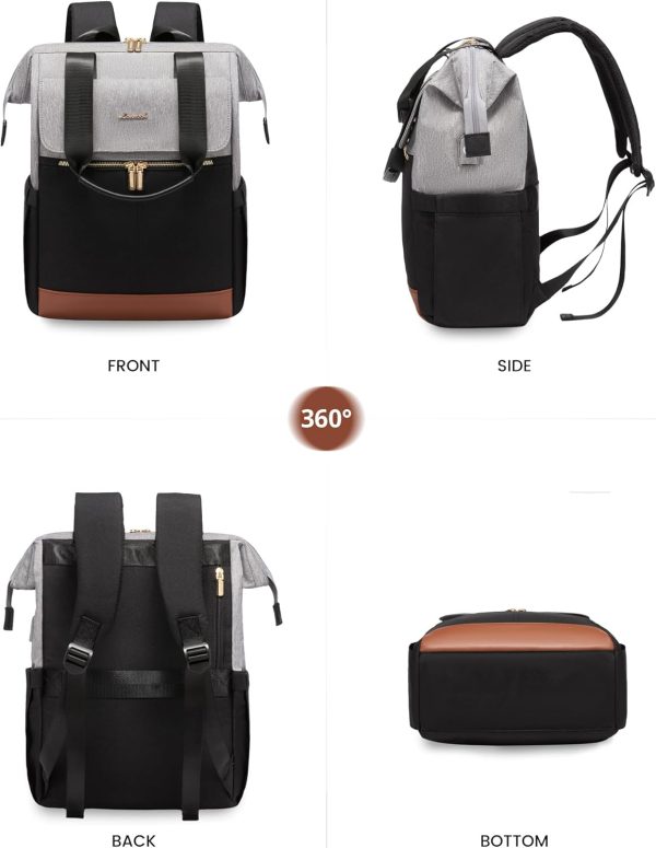 LOVEVOOK Laptop Backpack for Women, 15.6 Inch Work Laptop Bag with USB Port, Fashion Teacher Nurse Backpack Purse, Waterproof Travel Computer Backpack with Organizer Bag, 2PCS, Beige-Khaki - Image 214