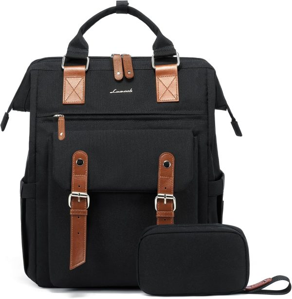 LOVEVOOK Laptop Backpack for Women Work Travel Backpack Purse, Commuter Business Computer Bag Teacher Nurse Bags, College School Backpack Student Bookbag with Multi-Pockets, 15.6 Inch, Black-brown - Image 316