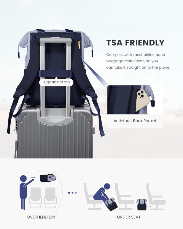 LOVEVOOK Laptop Backpack for Women, 15.6 Inch Work Laptop Bag with USB Port, Fashion Teacher Nurse Backpack Purse, Waterproof Travel Computer Backpack with Organizer Bag, 2PCS, Beige-Khaki - Image 219