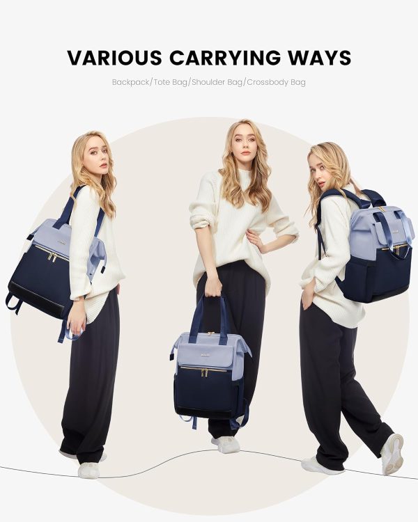LOVEVOOK Laptop Backpack for Women, 15.6 Inch Work Laptop Bag with USB Port, Fashion Teacher Nurse Backpack Purse, Waterproof Travel Computer Backpack with Organizer Bag, 2PCS, Beige-Khaki - Image 220
