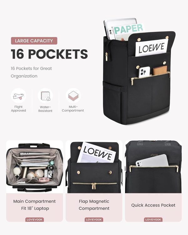 LOVEVOOK Laptop Backpack for Women, 15.6 Inch Work Laptop Bag with USB Port, Fashion Teacher Nurse Backpack Purse, Waterproof Travel Computer Backpack with Organizer Bag, 2PCS, Beige-Khaki - Image 229